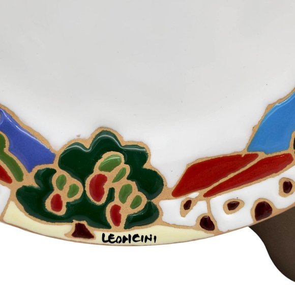 Leoncini Plate Colorful Tuscan Village Signed Hand Painted in Italy 8.5" Pottery - Picture 2 of 6